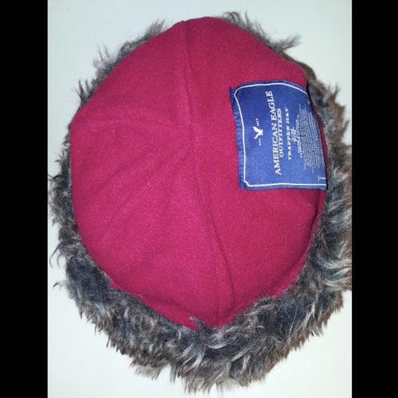 AE Wool TRAPPER HAT Vegan Fur Unisex RED Snow Ski Beanie Winter Cold Accessory - Picture 5 of 6